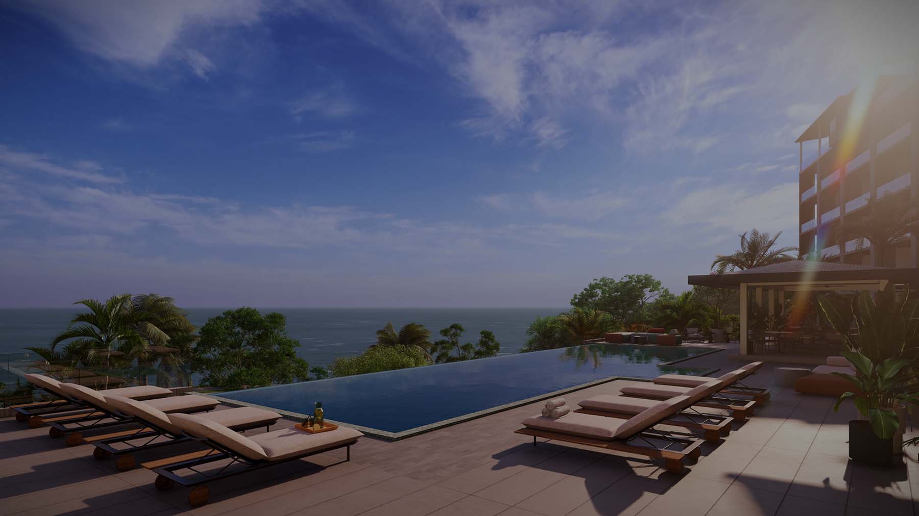 Vista Azul Costa Rica - Condominium Rendering - Exterior w:Pool